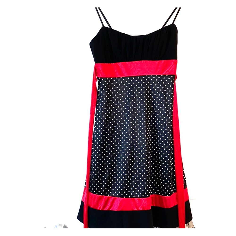 Red , black polka dot stretchy dress